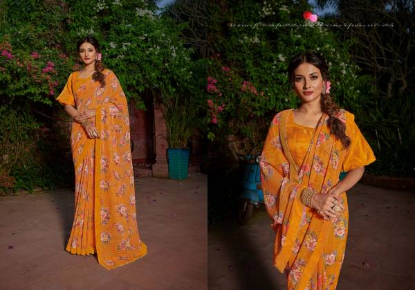 Ynf Summer Sequence New Ethnic Wear Georgette Printed  Saree Collection